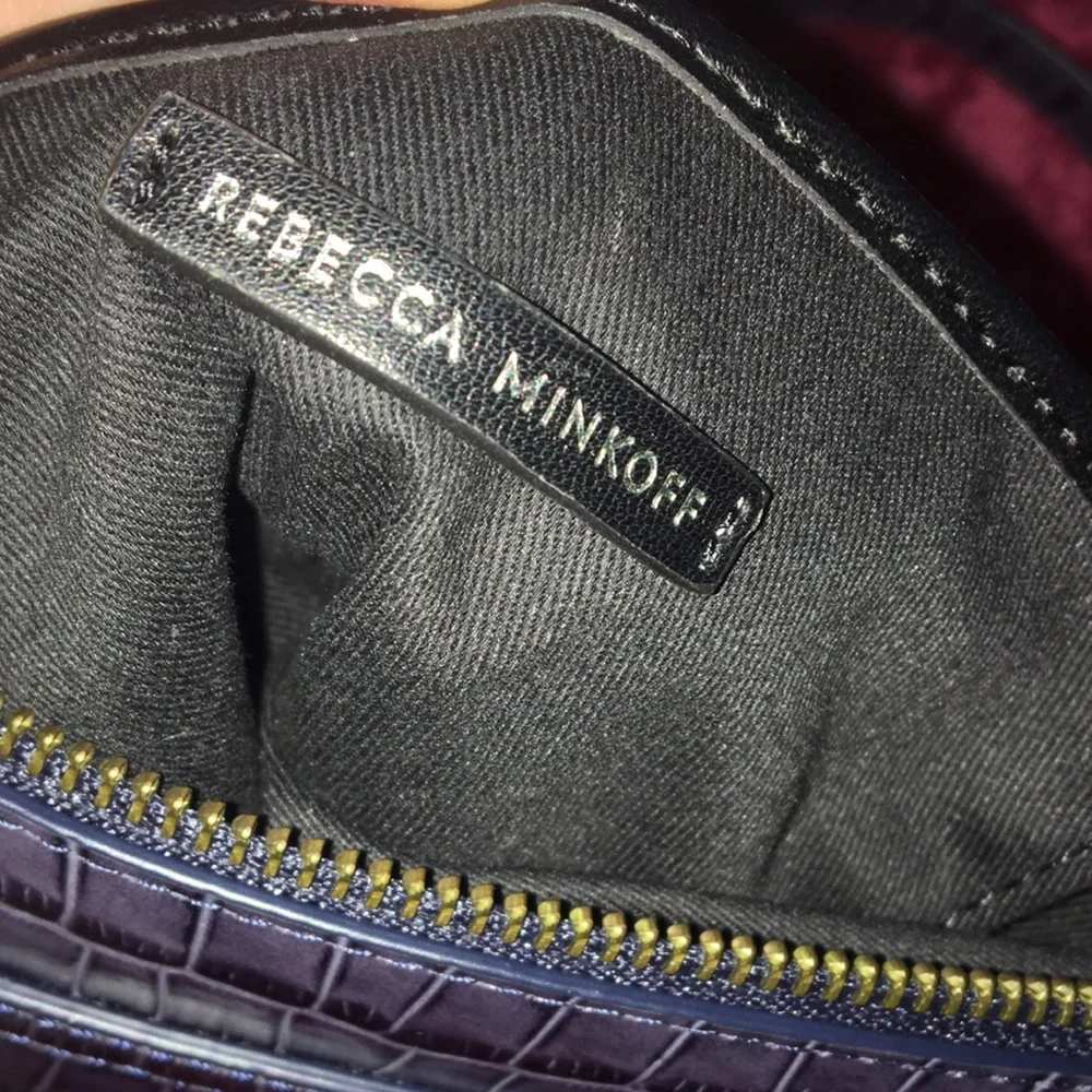 Rebecca Minkoff gray blue exotic Croc embossed Mini Mac crossbody - Picture 9 of 13